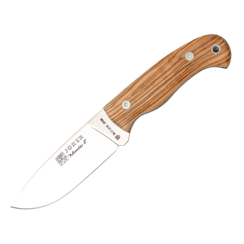 Cuchillo de caza Joker Montés II con mango de madera de olivo y hoja de 11 cm