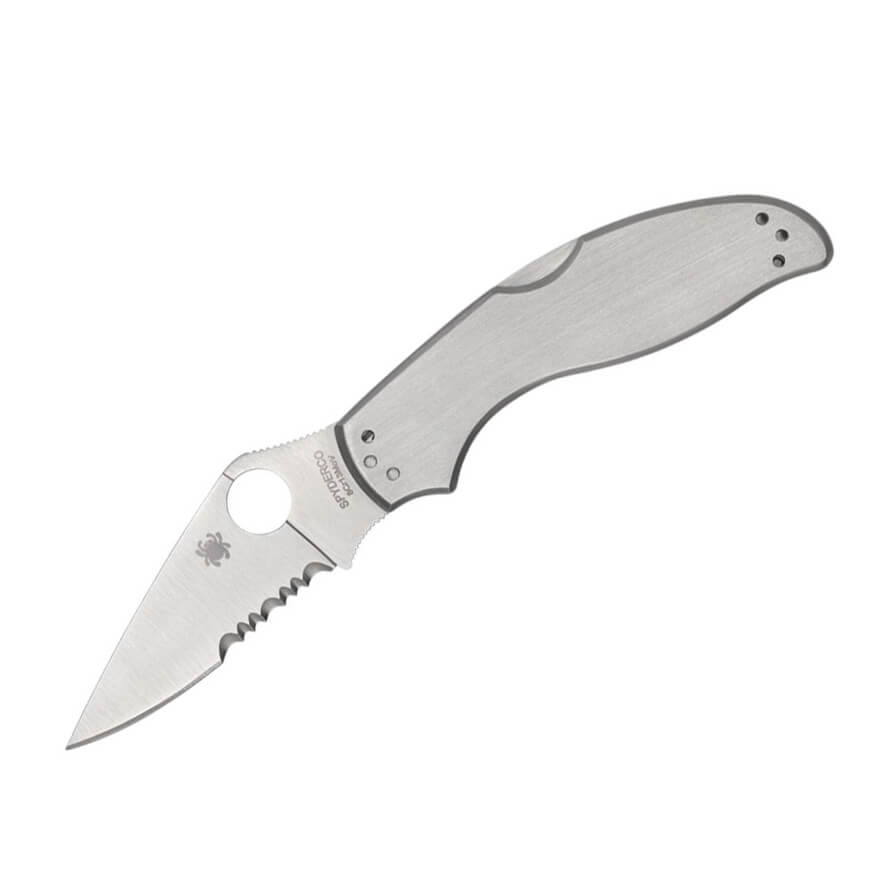 Couteau de poche Spyderco Uptern SS Combo avec manche en acier in...