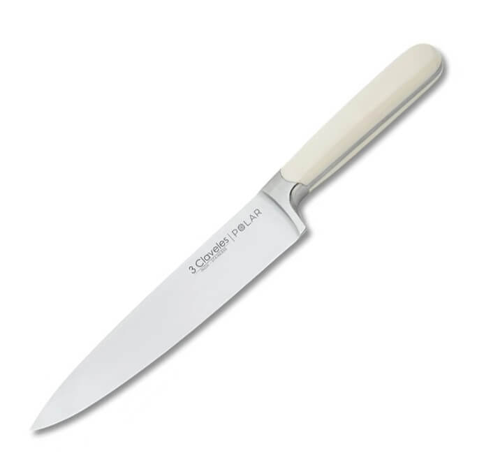 Cuchillo cocinero con mango de ABS blanco y hoja de 20 cm 3 Clave...