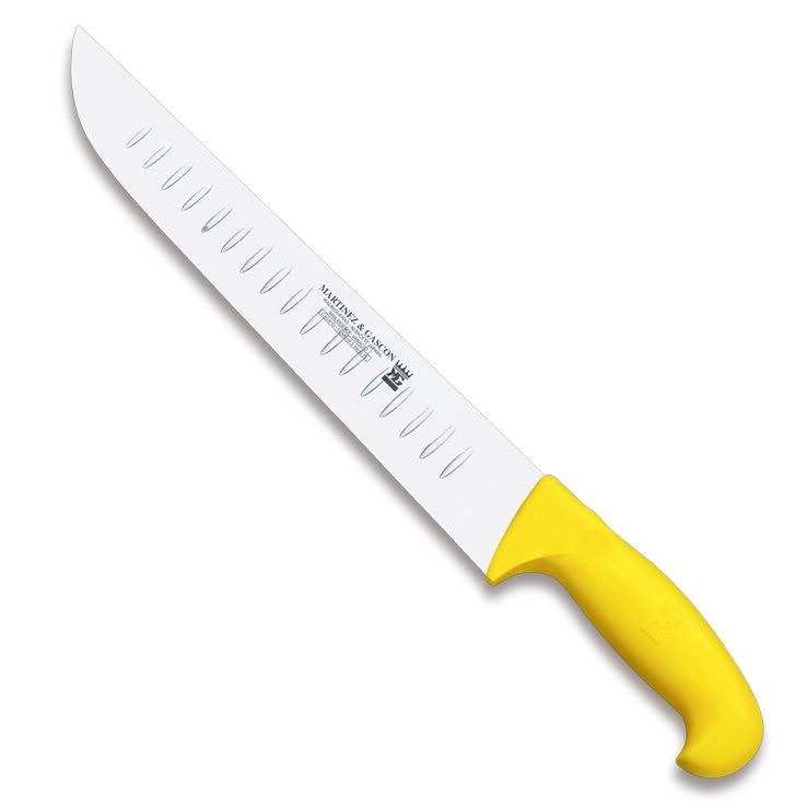 Cuchillo carnicero alveolado con hoja de 31 cm y mango de polipro...