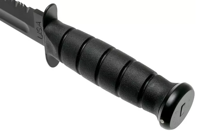 Cuchillo táctico Ka-Bar Kraton G 1212 - Hoja de 18 cm parcialmente dentada y funda de cuero