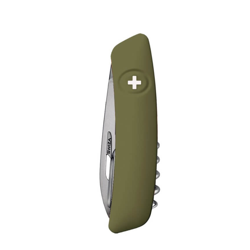 Navaja multiusos Swiza D03 verde oliva Allmatt con 11 funciones
