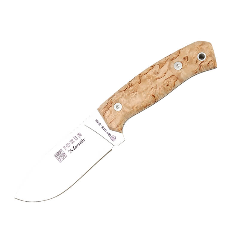 Cuchillo de caza Joker Montés con mango de madera de abedul y hoja de 10.5 cm