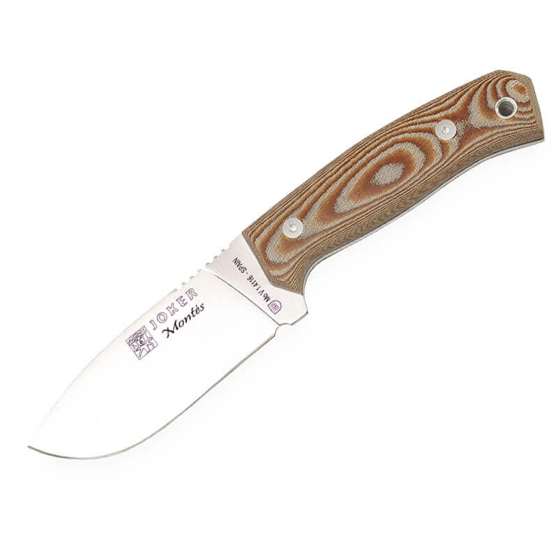 Cuchillo de caza Joker Montés con mango de micarta marrón y hoja de 10.5 cm