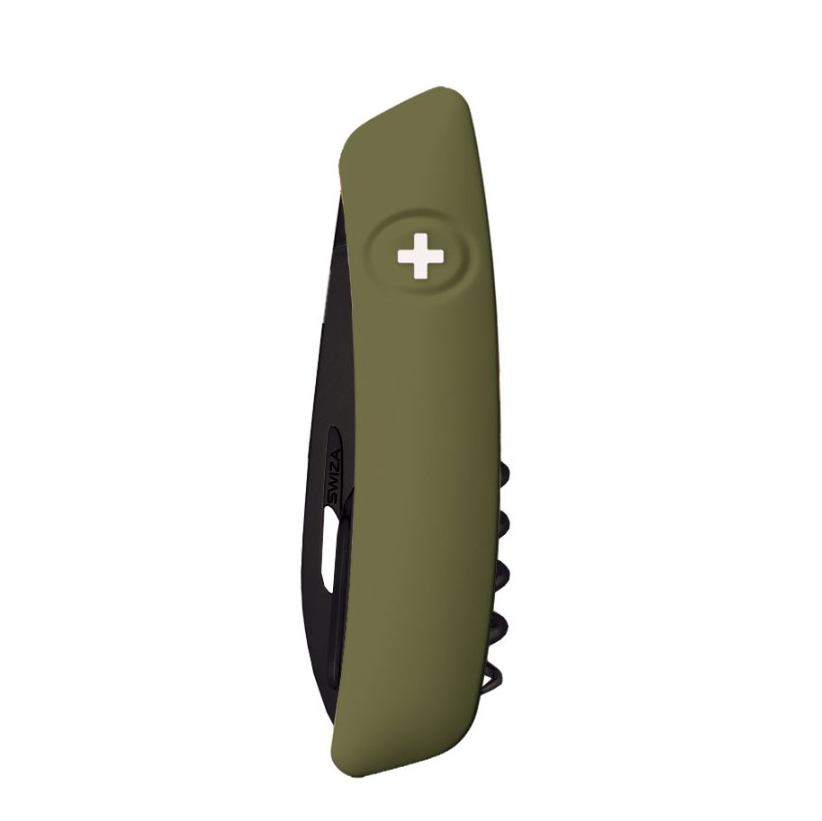 Navaja multiusos Swiza D03 AllBlack con mango verde oliva