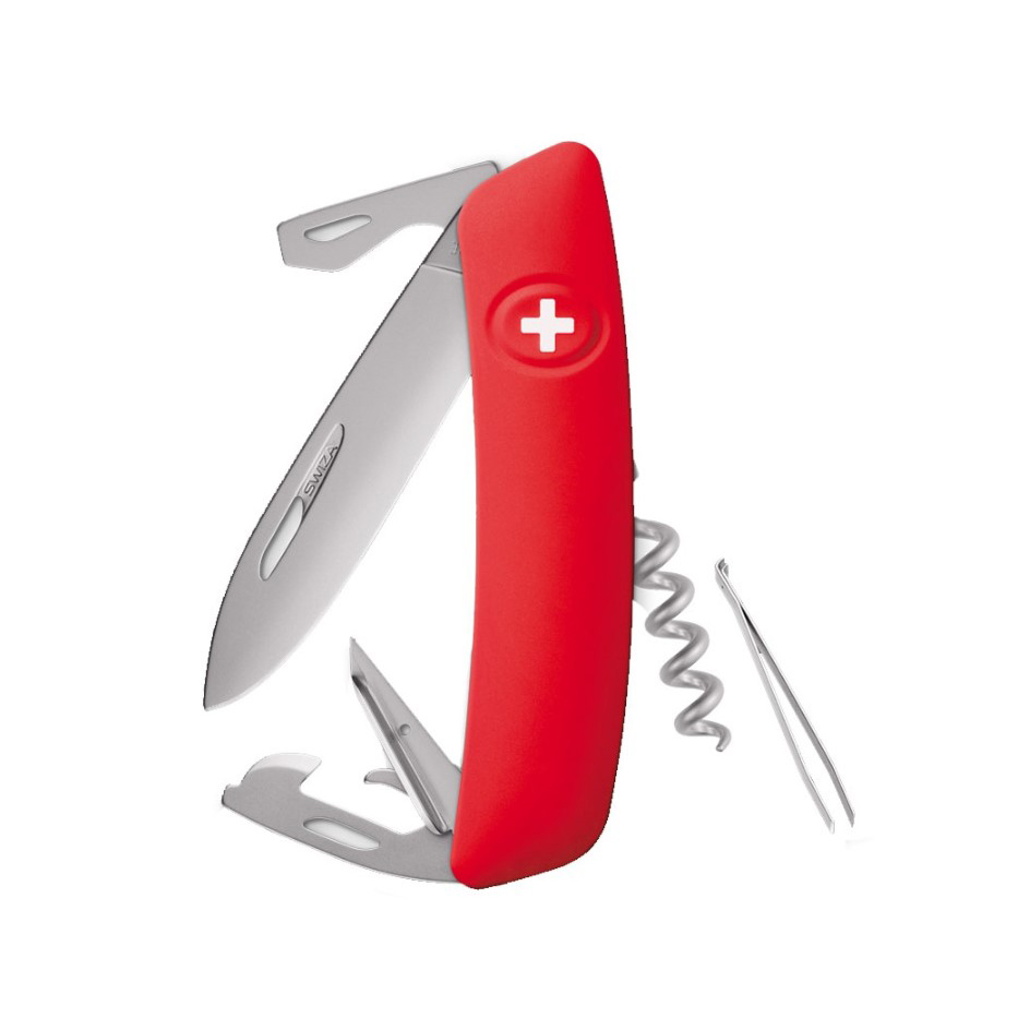 Faca multiuso Swiza D03 AllMatt com cabo vermelho