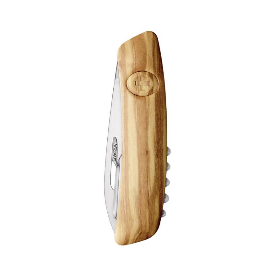 Navaja multiusos Swiza D03 con mango de madera de olivo