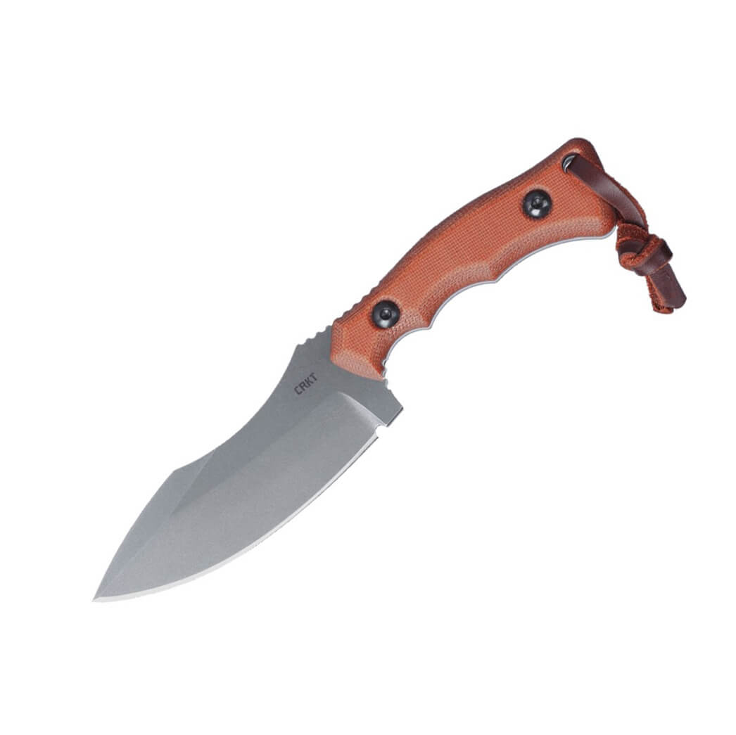 CRKT Bugsy Brown 3600 Plain Tactical Knife with Brown Micarta Han...