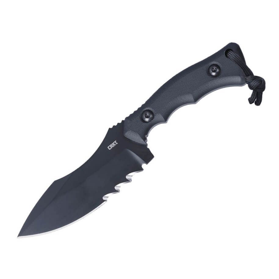 CRKT Bugsy Black 3605KV Tactical Knife Serrated with black G10 ha...