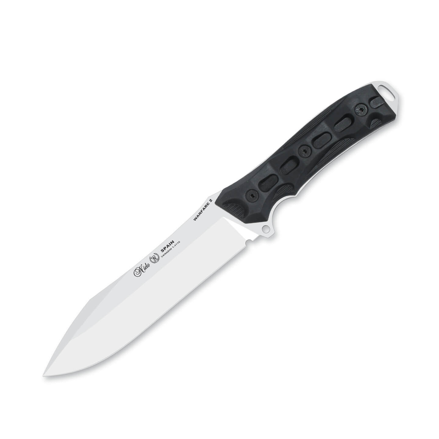 Cuchillo táctico Nieto Warfare con mango de forprene negro y fun...
