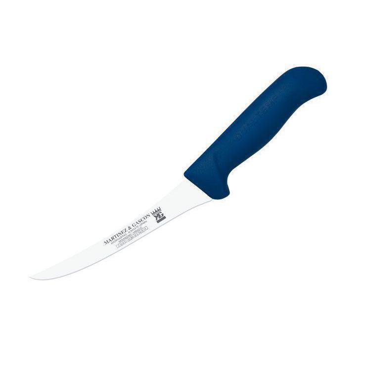 Cuchillo deshuesador con hoja curva de 15 cm y mango azul Martine...