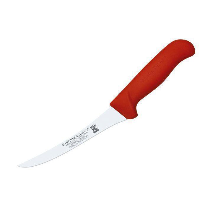Cuchillo deshuesador con hoja curva de 13 cm y mango rojo Martine...