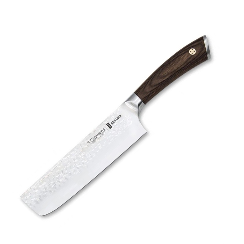 Cuchillo Usuba 3 Claveles Sakura con mango de madera de pakka y h...