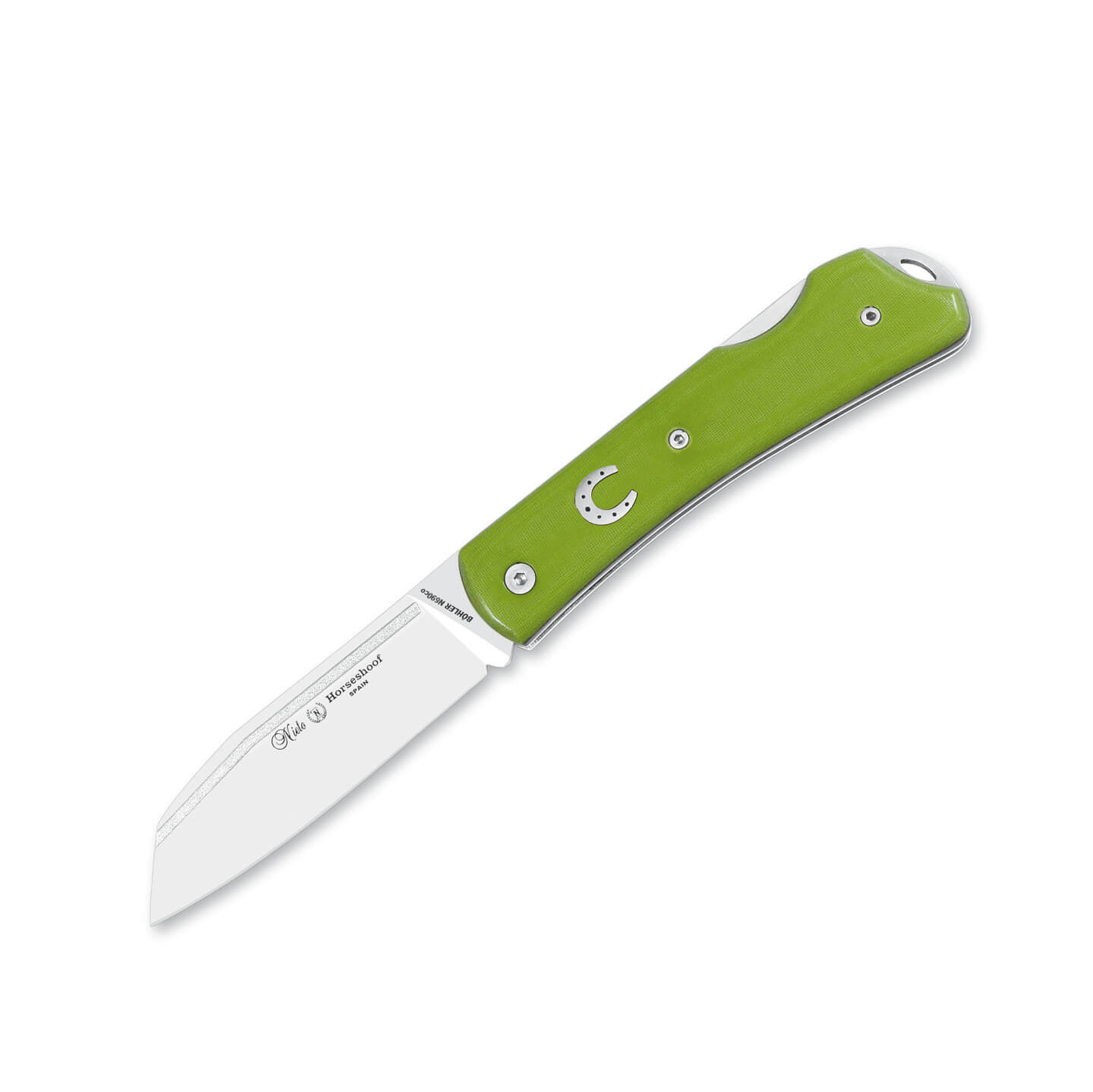 Navaja Nieto Horseshoof con mango de micarta fluor verde con hoja...