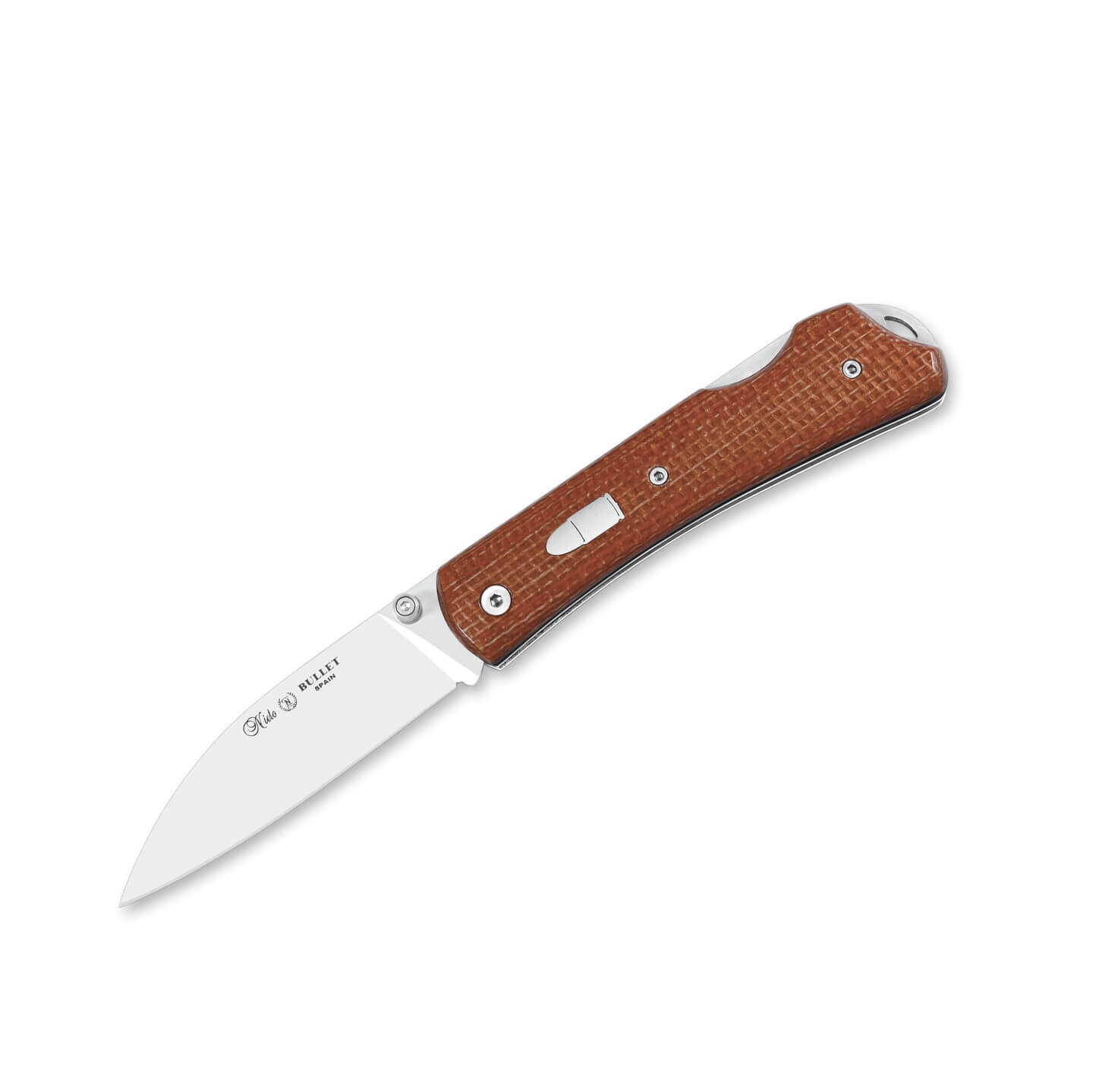 Navaja Nieto Bullet con mango de micarta naranja con hoja de N690...