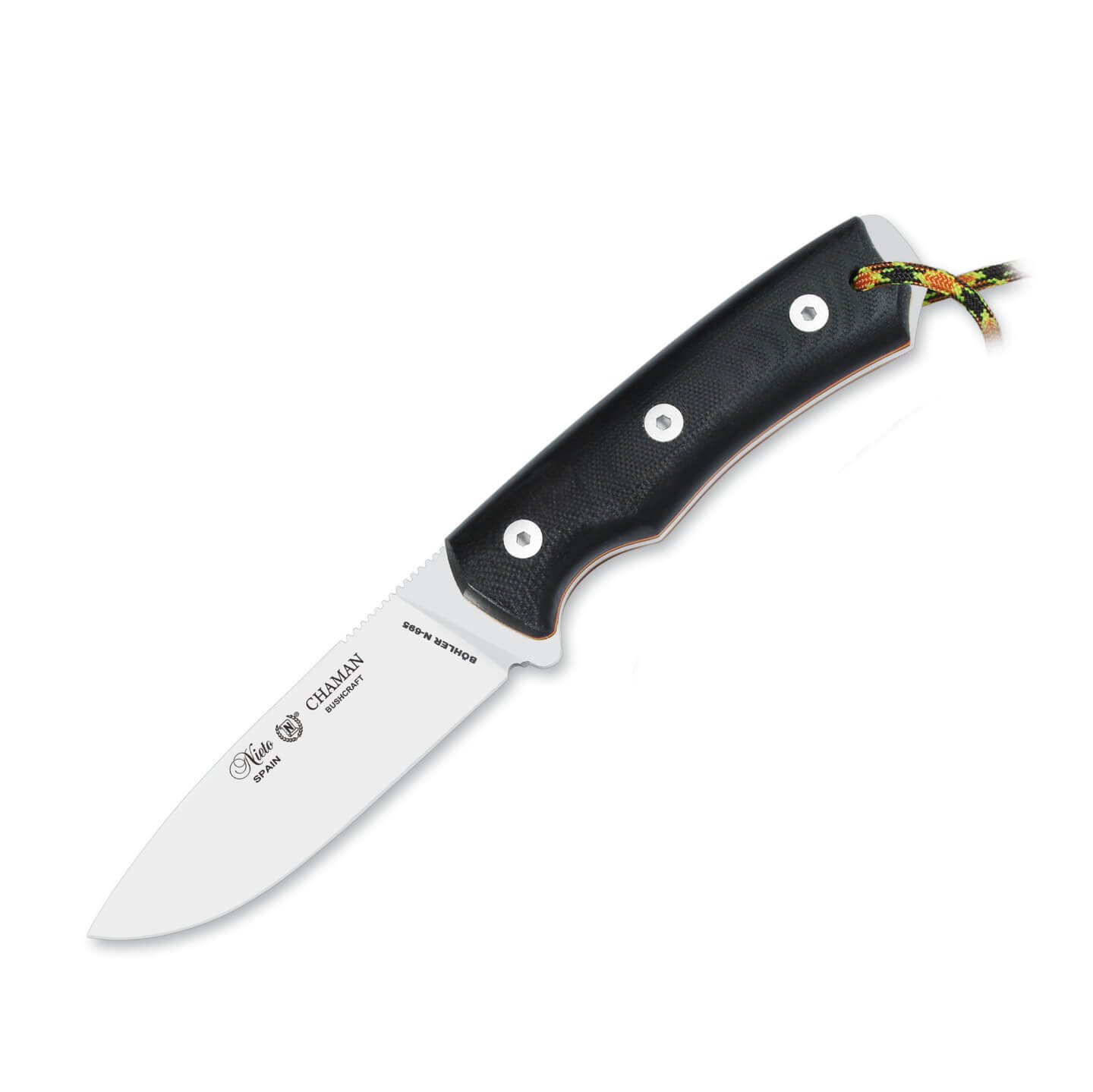 Cuchillo Nieto Chamán Bushcraft con mango de G10 negro y hoja de...