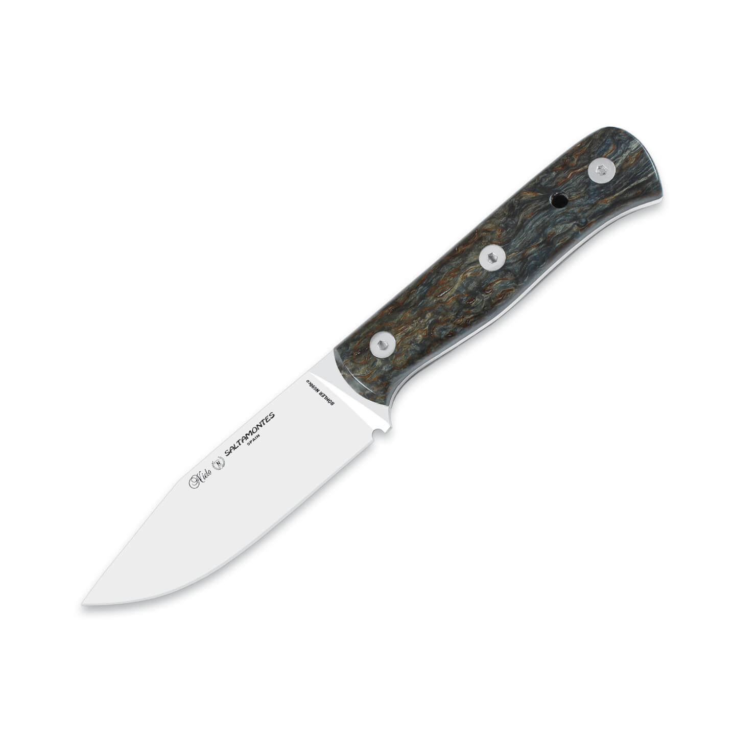 Cuchillo Nieto Saltamontes con mango de abedul estabilizado azul ...