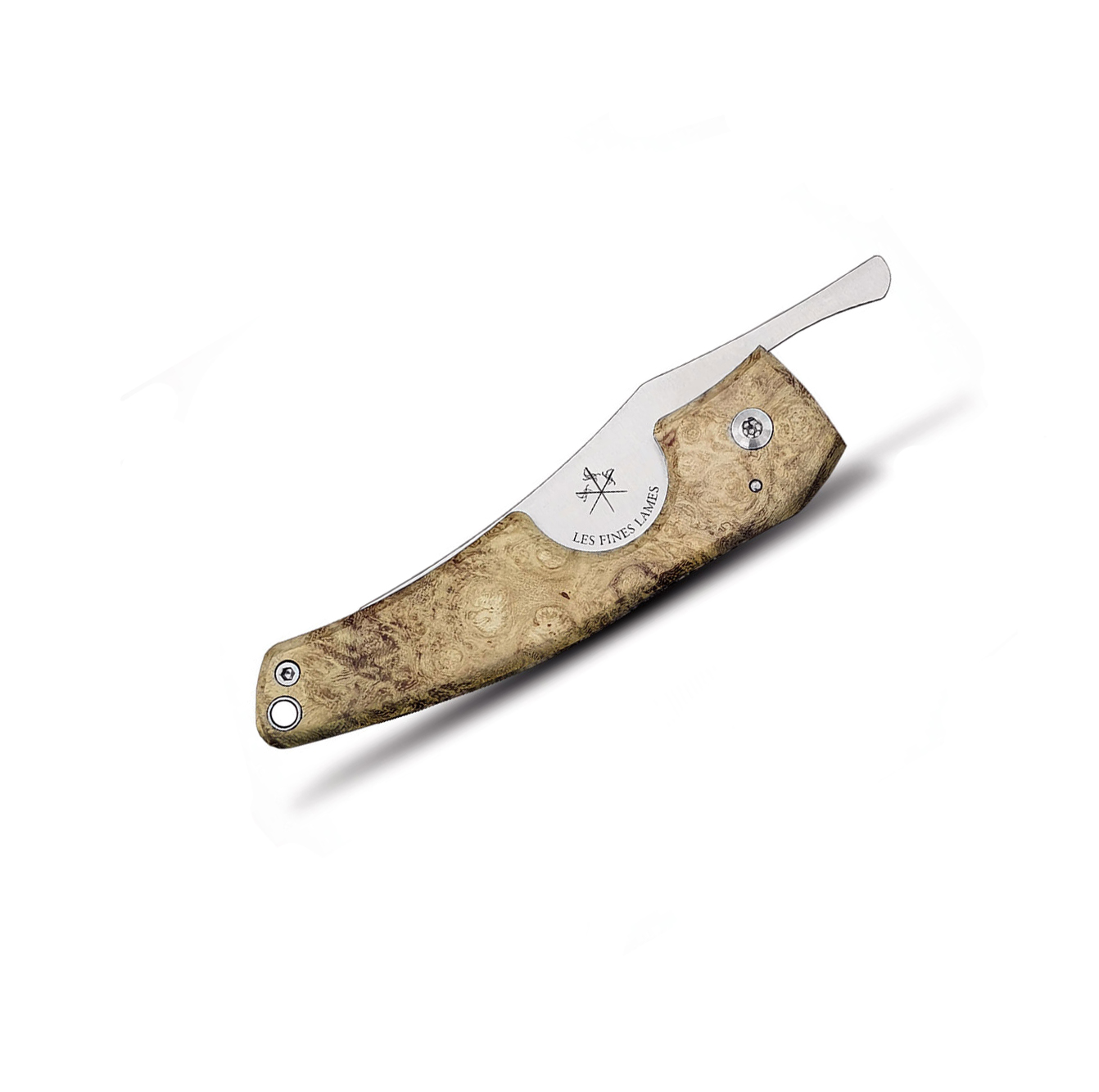 Navaja de bolsillo Le Petit Acacia Curl Wood con hoja de acero in...