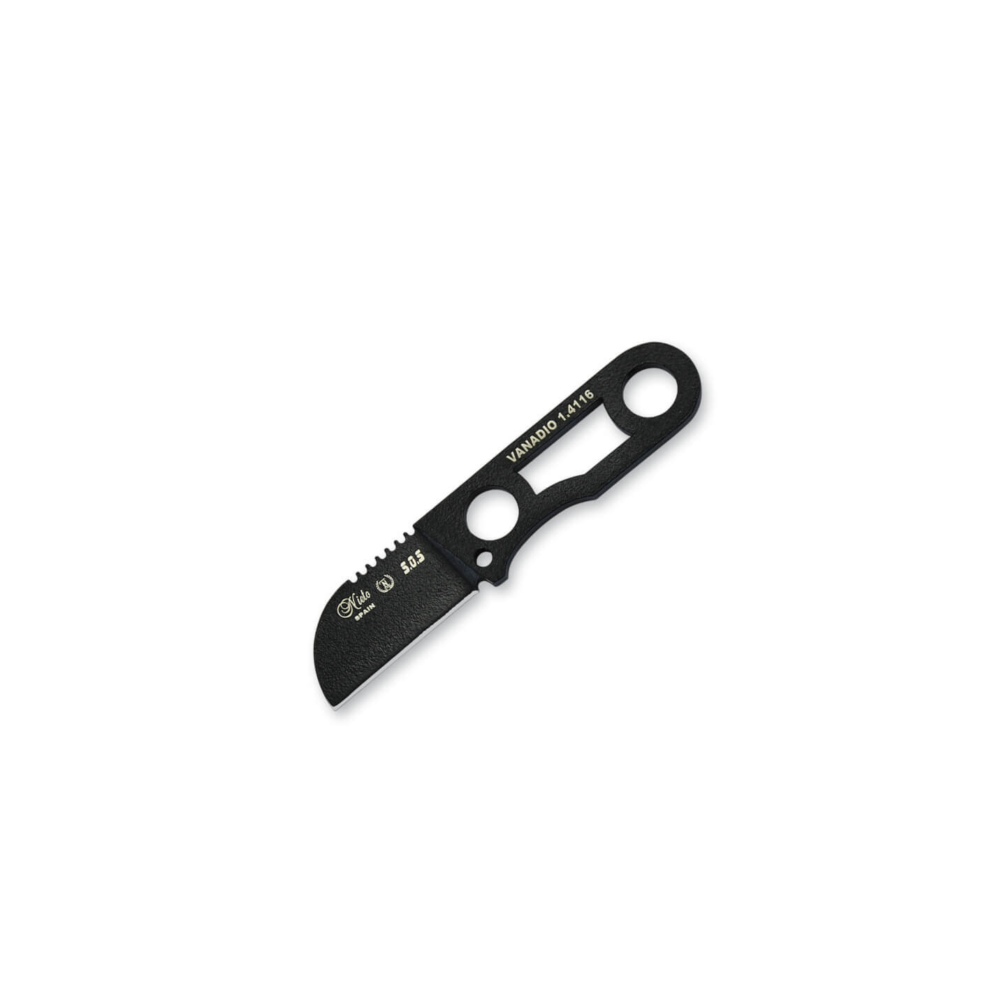Cuchillo de cuello Nieto SOS negro con hoja de 3 cm y funda de cu...
