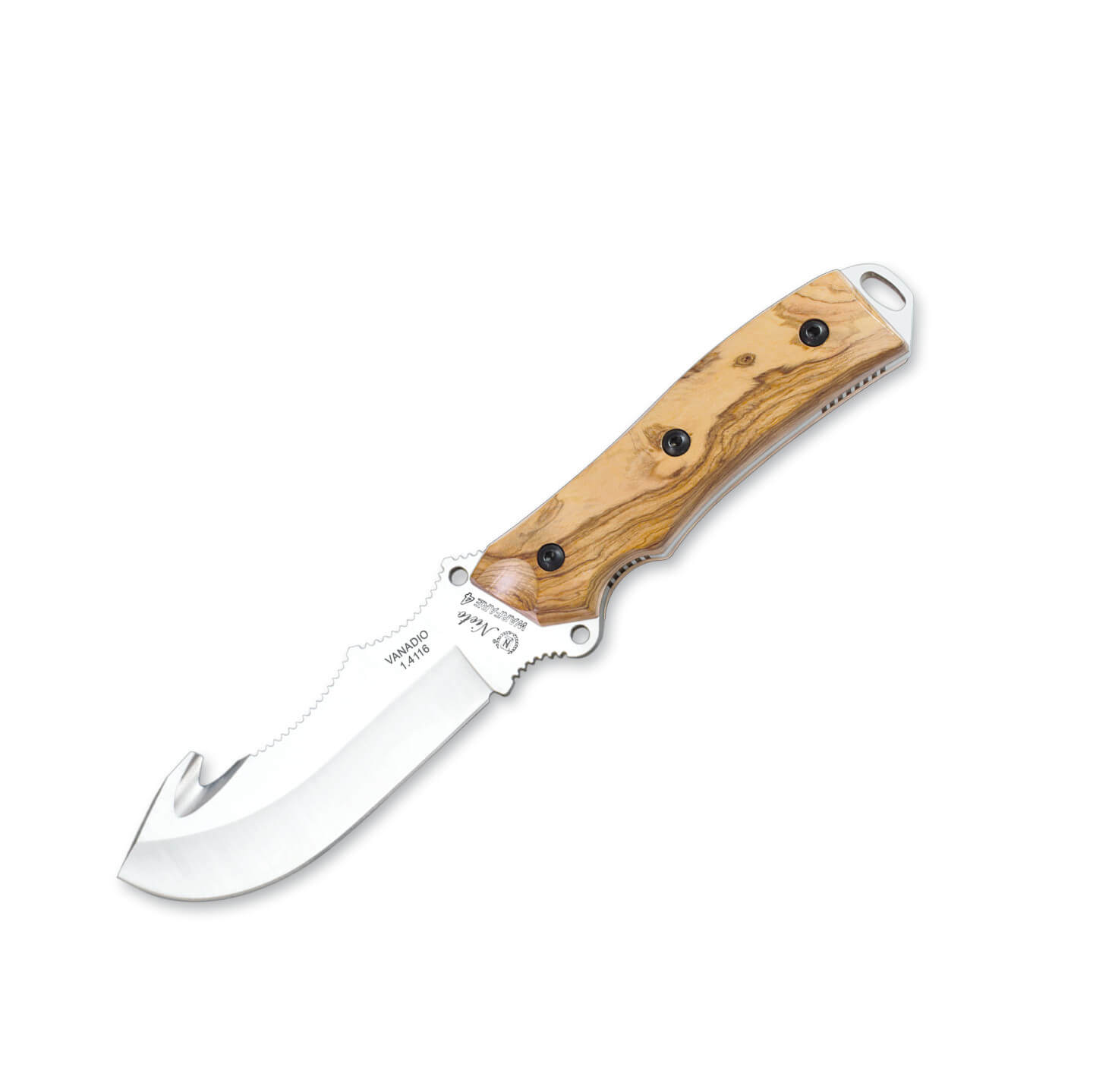 Cuchillo táctico Nieto Warfare con mango de madera de olivo y ho...
