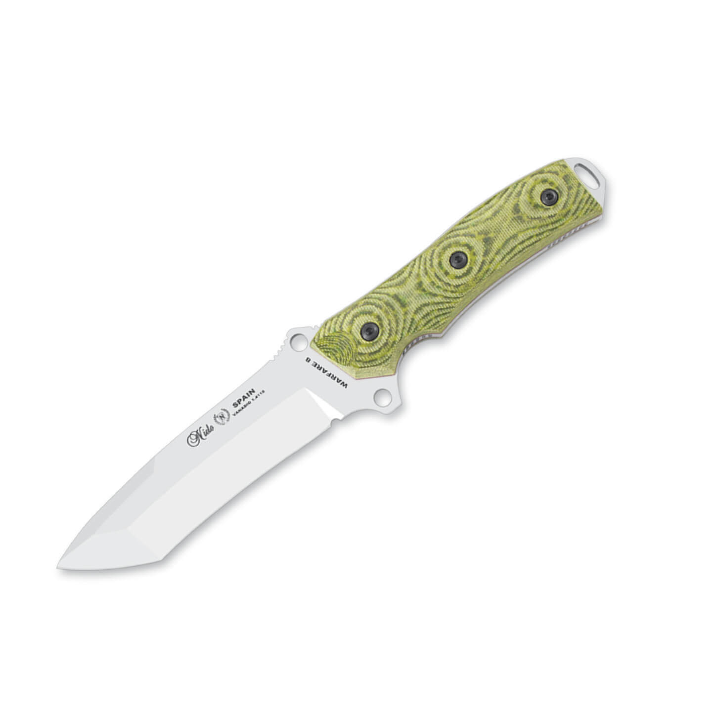 Cuchillo táctico Nieto Warfare con mango de katex verde y hoja d...