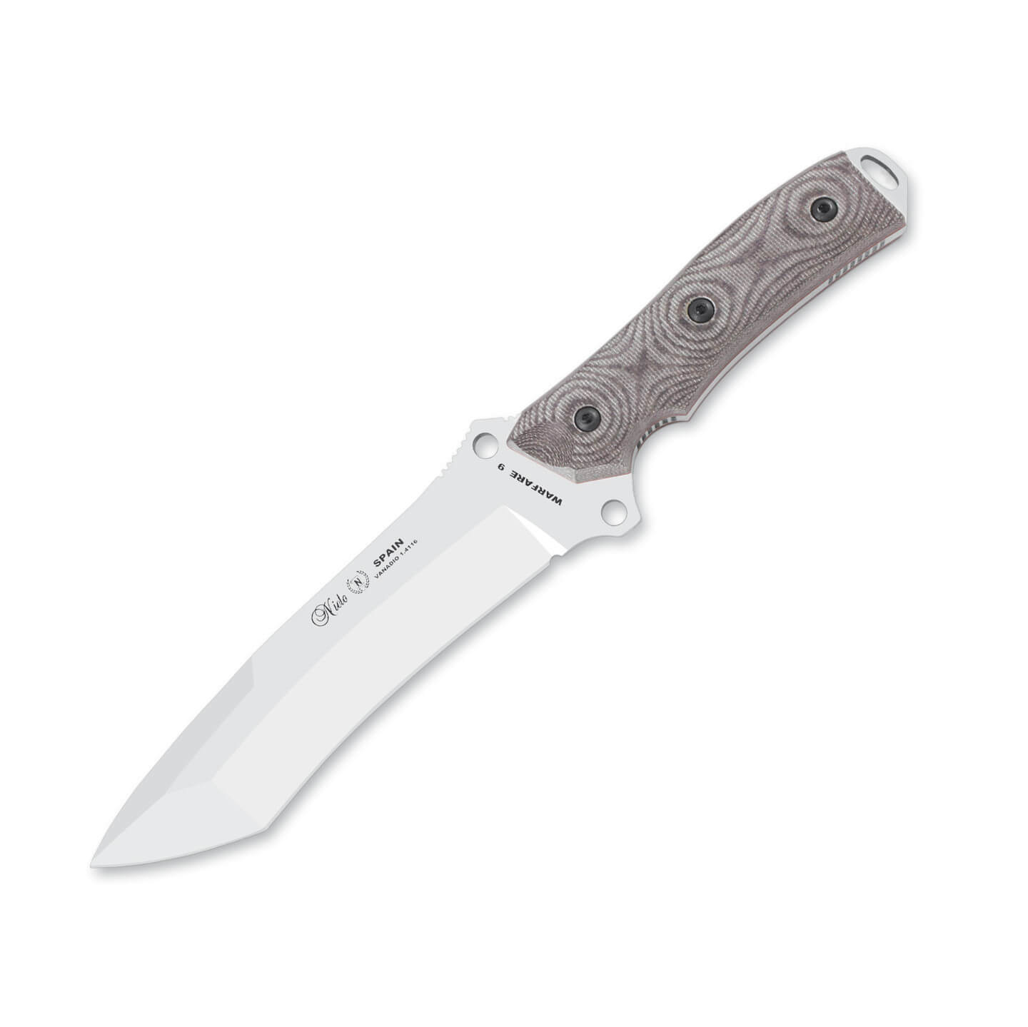 Cuchillo táctico Nieto Warfare con mango de katex marrón y hoja...