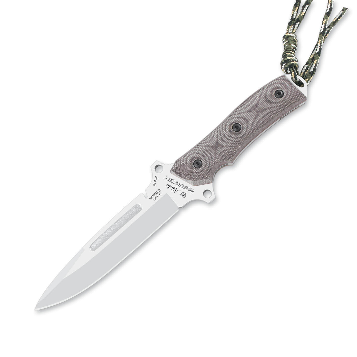 Cuchillo táctico Nieto Warfare 1 con mango de katex marrón y ho...