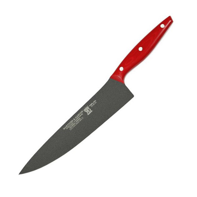 Cuchillo cocinero con hoja teflonada de 25 cm y mango de micarta ...