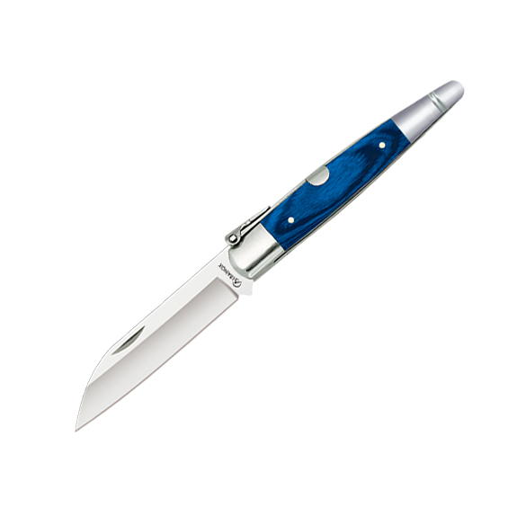 Navaja machete Nº 0 con mango de estamina azul y hoja de 8 cm
