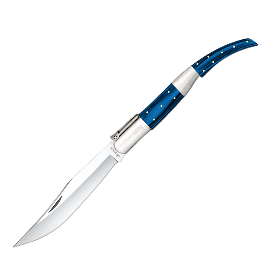 Couteau de poche arabe géant avec manche en stamina bleu et lame...