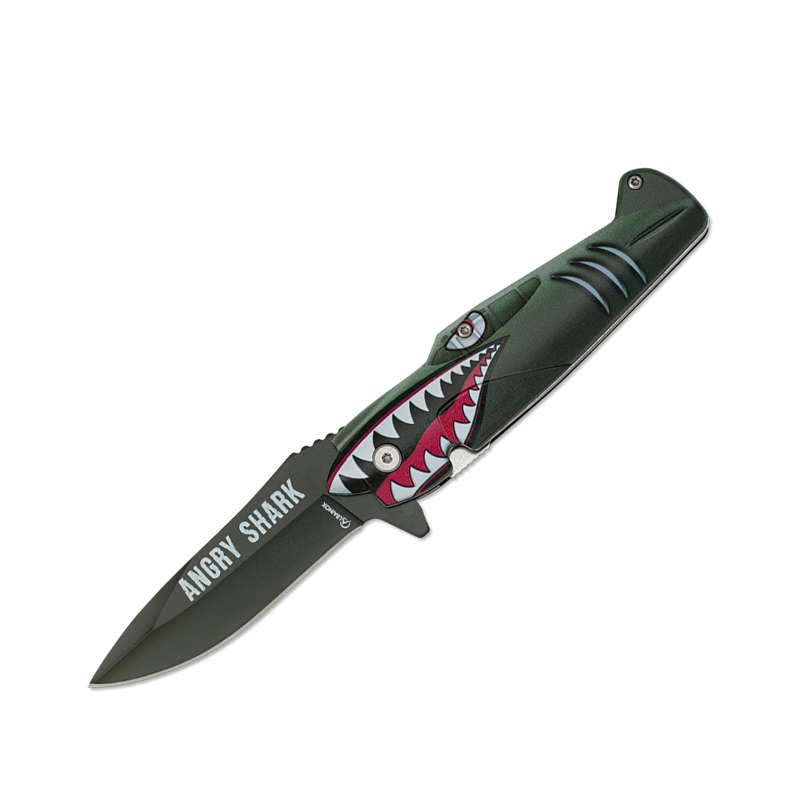 Navaja Angry Shark con mango de ABS con forma de submarino y hoja...