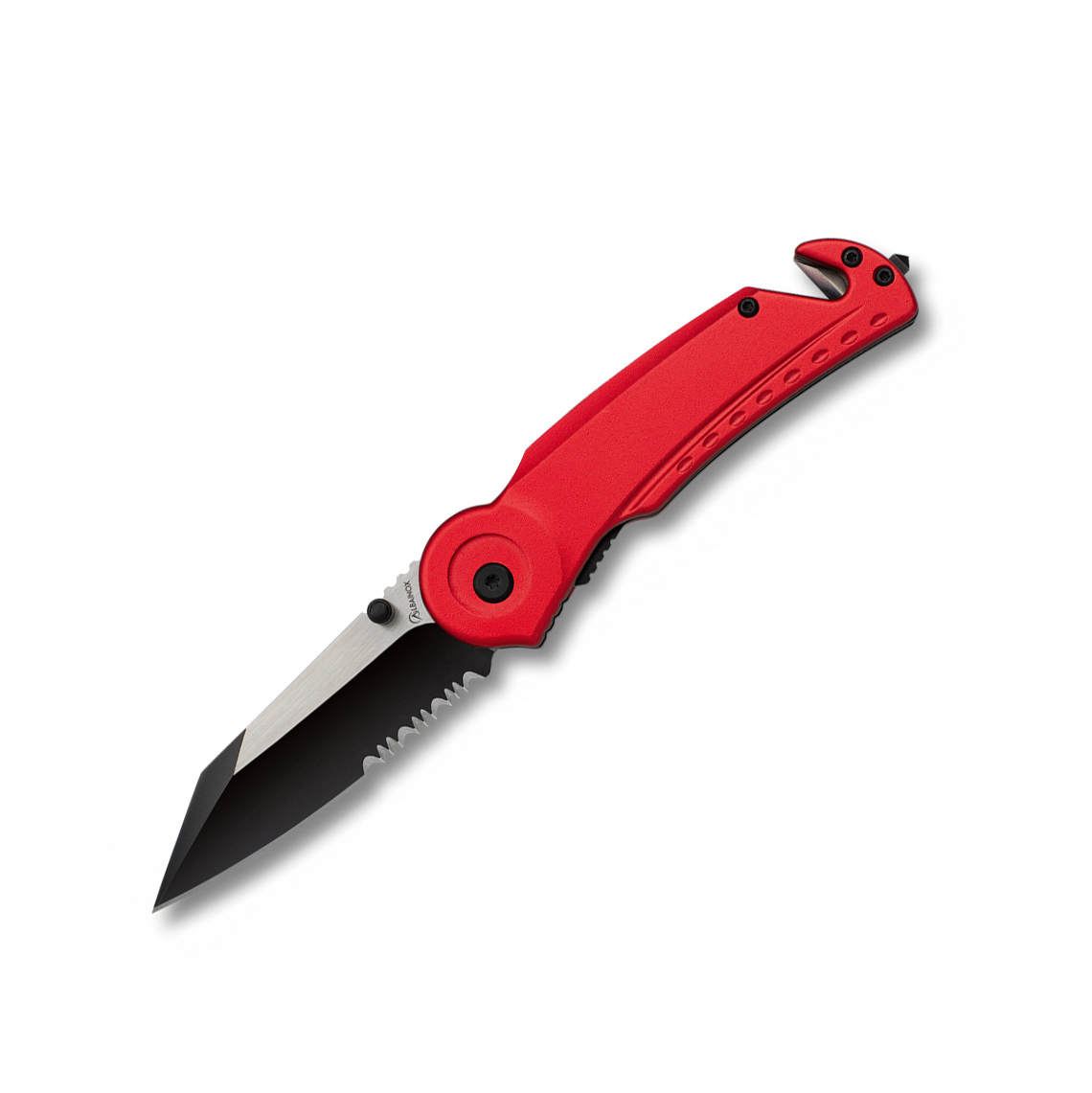 Navaja táctica roja con hoja de 8 cm con corta cinturón y punta...