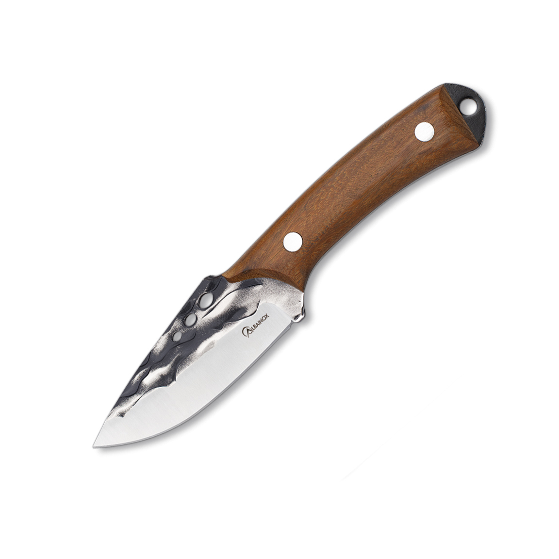 Cuchillo de caza con hoja ancha de 11.5 cm y mango de madera