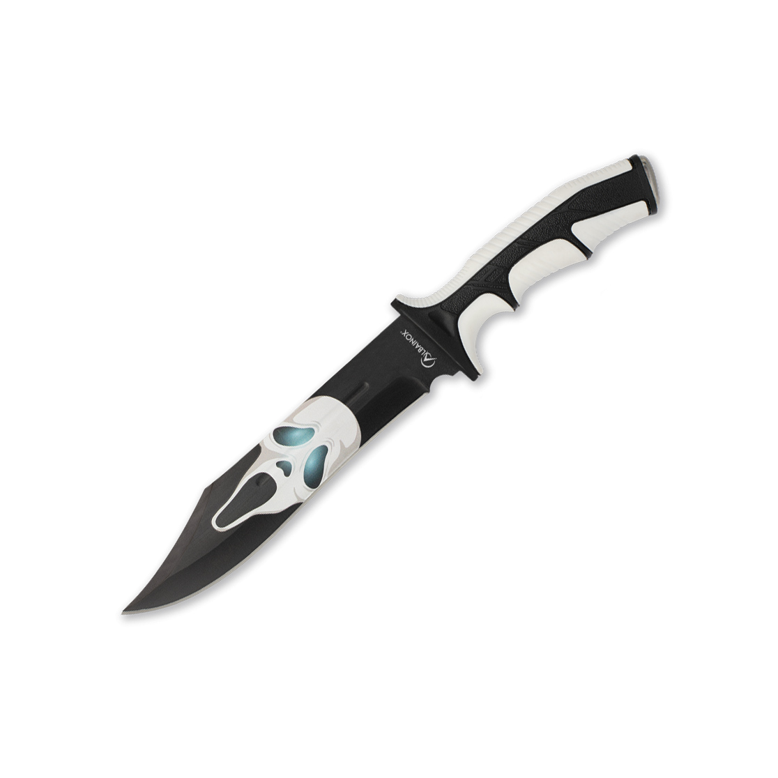 Cuchillo táctico de 32 cm con mango de ABS y goma negro y blanco