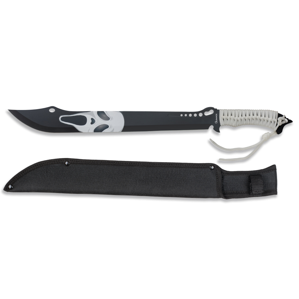 Machete calavera de 49.5 cm con mango encordado blanco