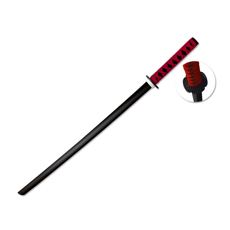 Katana de treino em madeira com um comprimento total de 100 cm