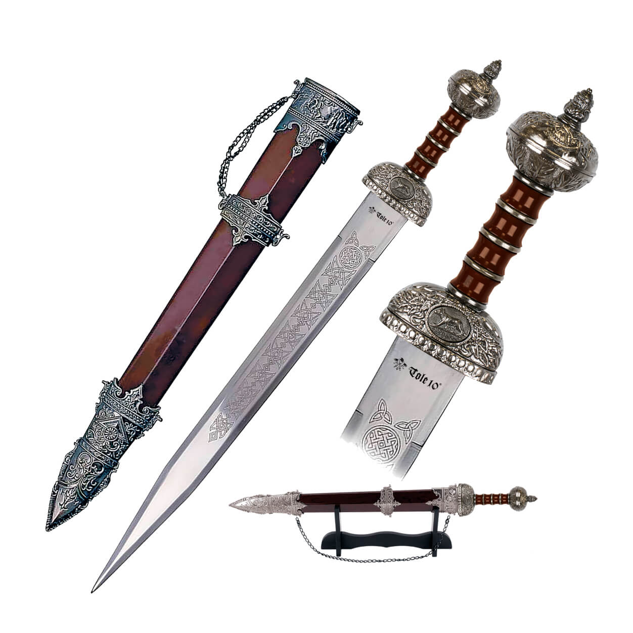 Espada romana con hoja de 56.5 cm y mango de zamak y ABS
