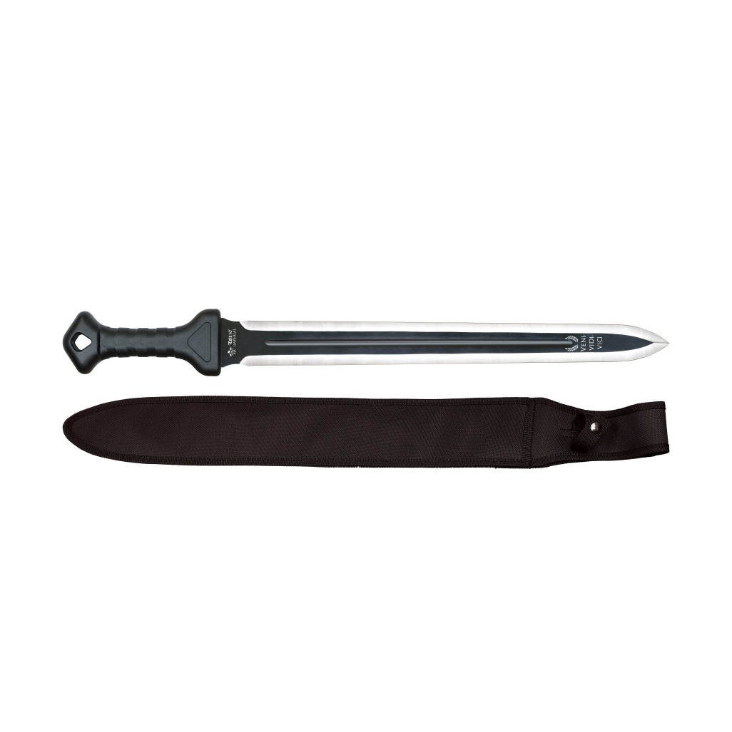 Espada romana Veni Vidi Vici con hoja de 50 cm y mango de ABS negro