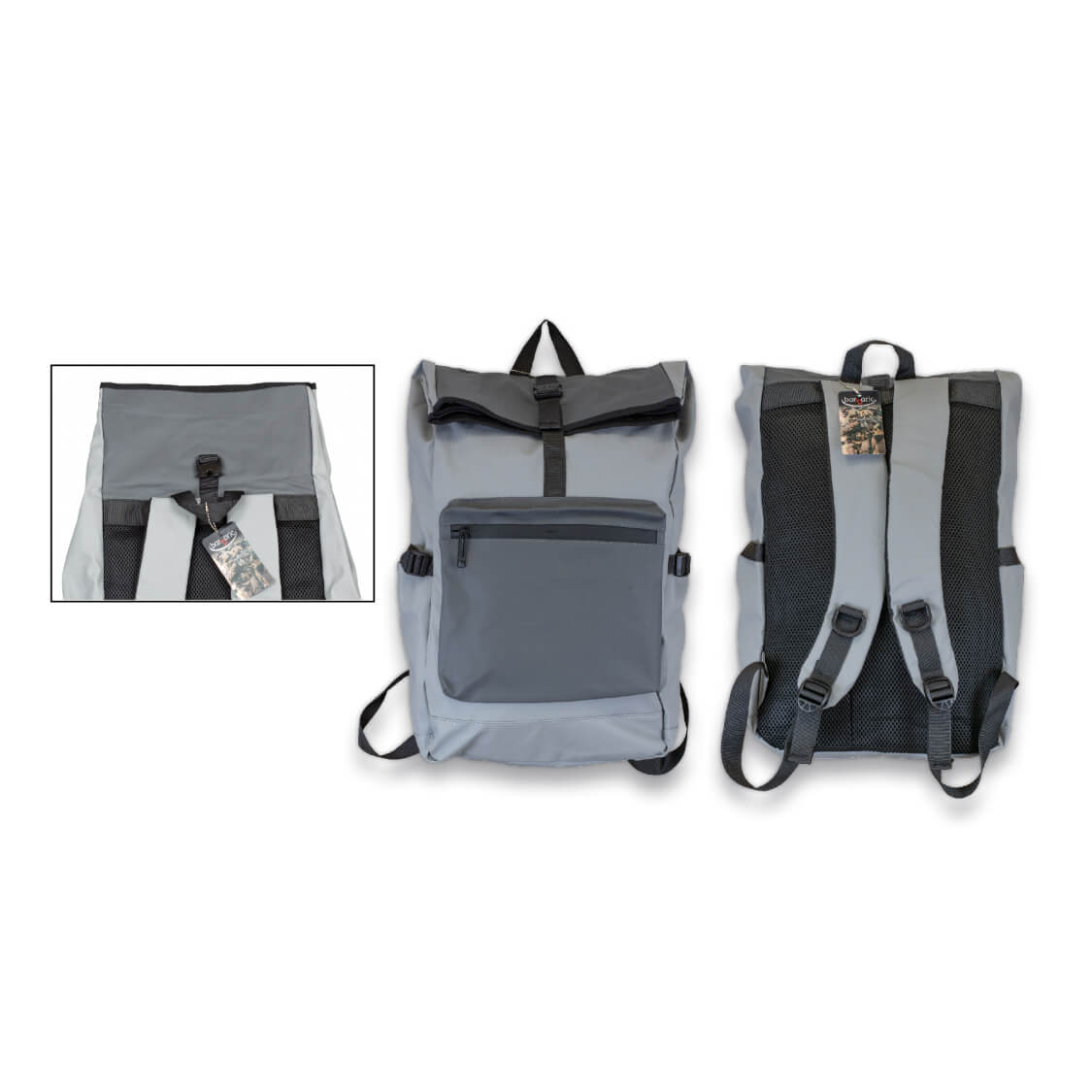Sac à dos pliable gris d'une capacité de 25 litres
