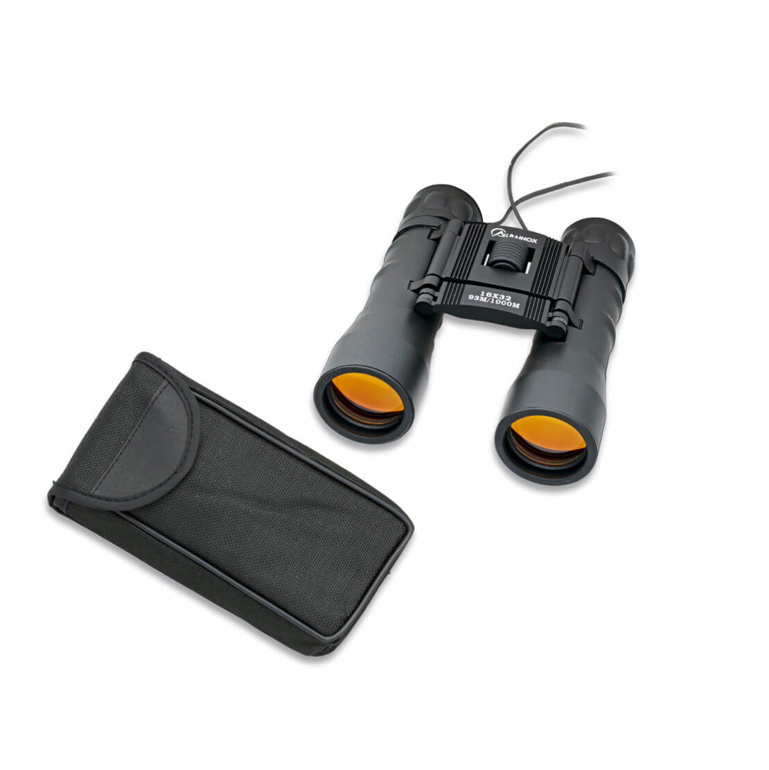 Binocular negro con lentes de rubí de aumento 16x32