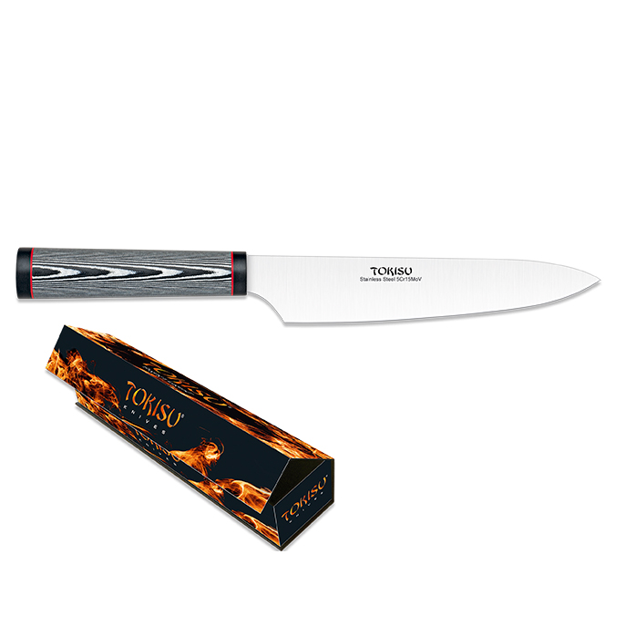 Cuchillo de cocina Small Gyuto con hoja de 19.5 cm y mango de G10 patrón damasco