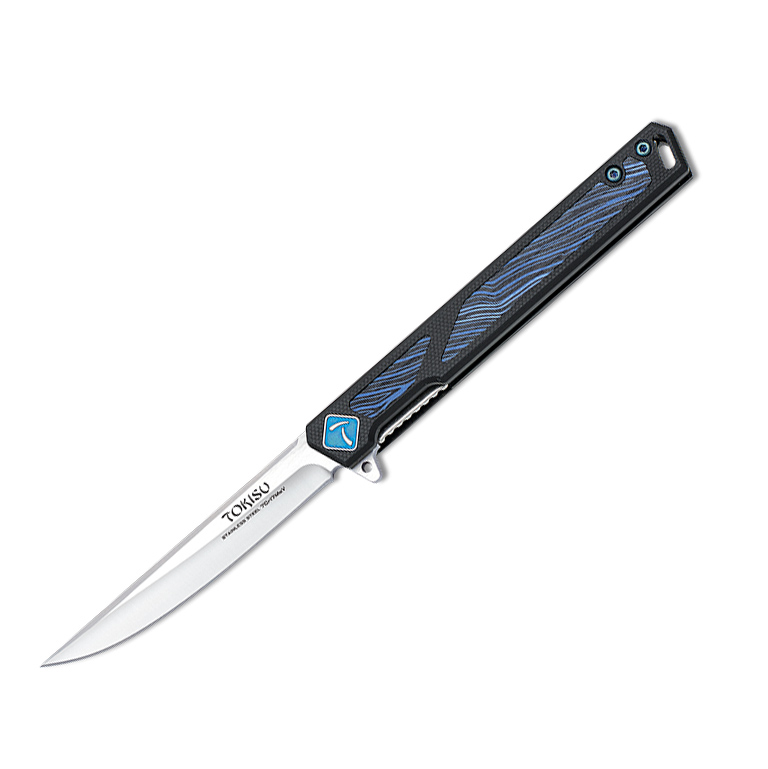 Navaja táctica Tokisu con hoja de 9 cm y mango de G10 damascus
