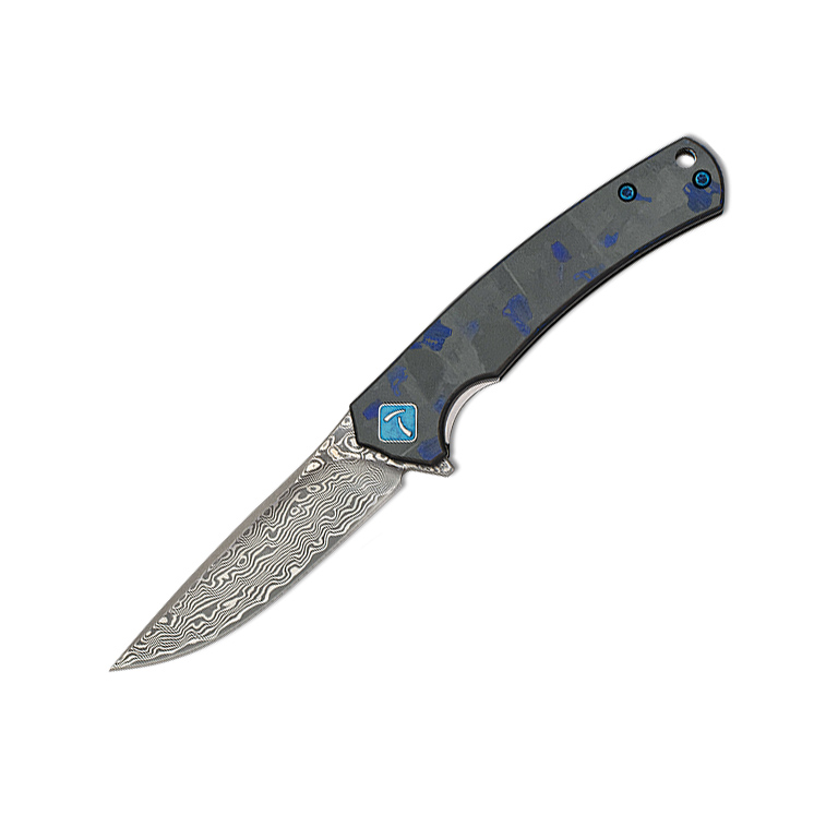Navaja táctica Tokisu con hoja de damasco de 6.8 cm y mango de f...