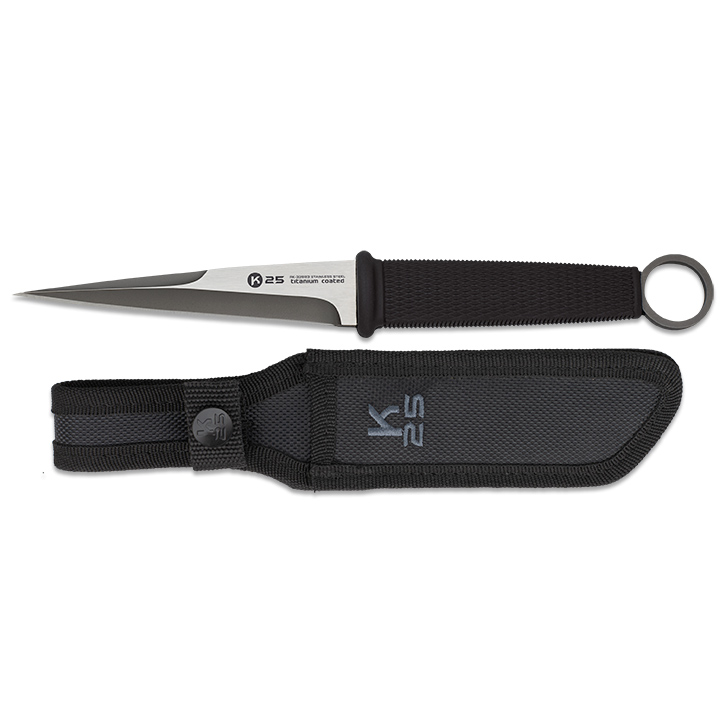 Cuchillo botero K25 con hoja de 12 cm y mango de goma negra