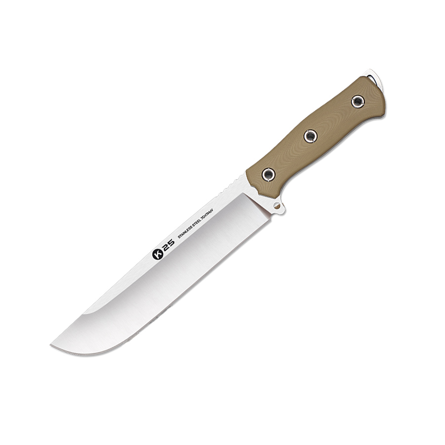 Cuchillo táctico K25 con hoja tipo machete de 22 cm y mango de G...