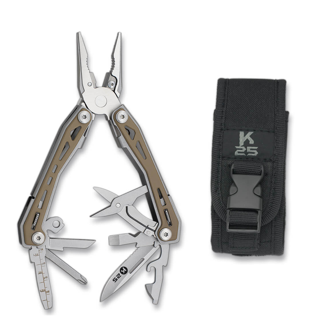 Alicates multiusos K25 con 9 usos y mango de acero inox