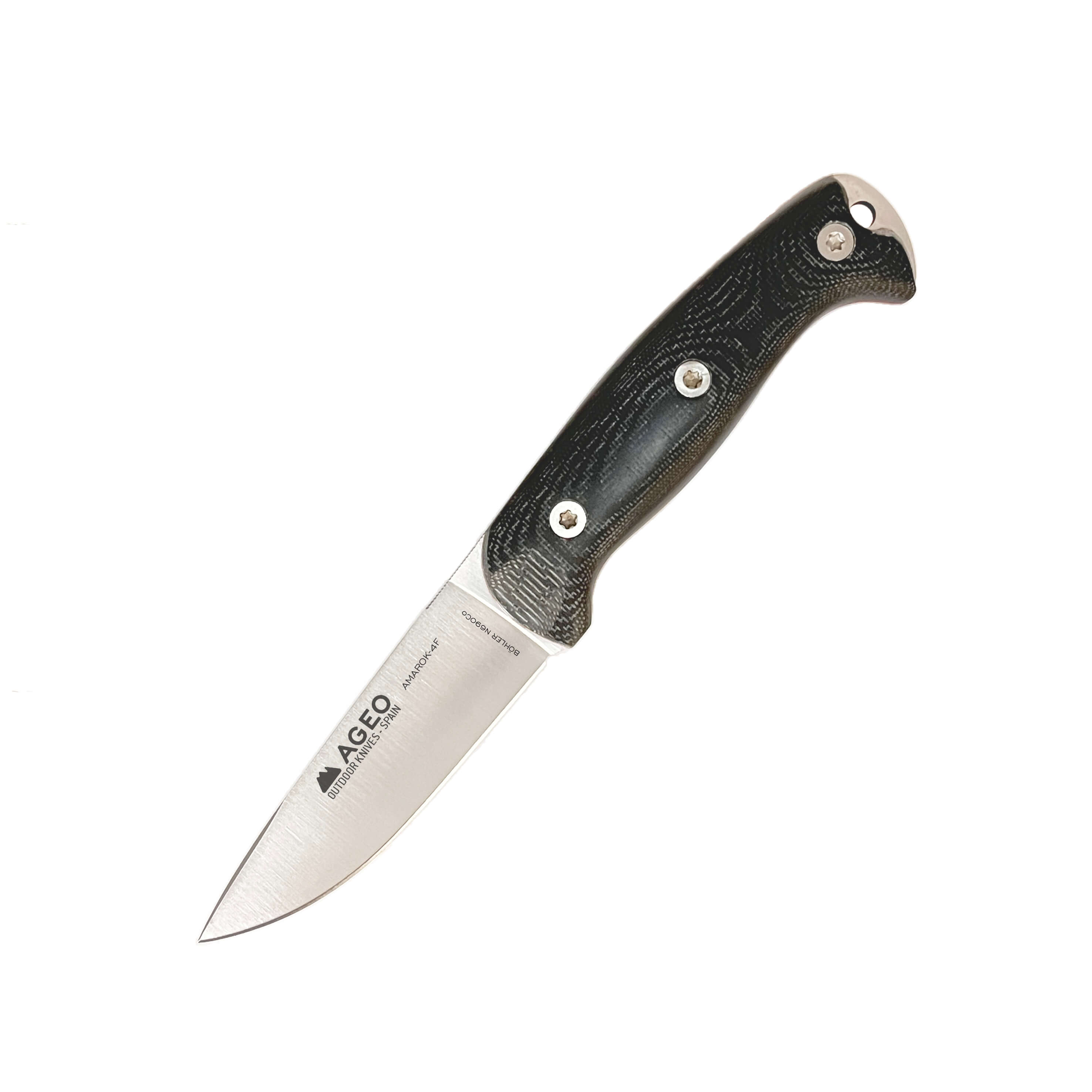 Cuchillo bushcraft Amarok-4F con mango de micarta negra y hoja de...