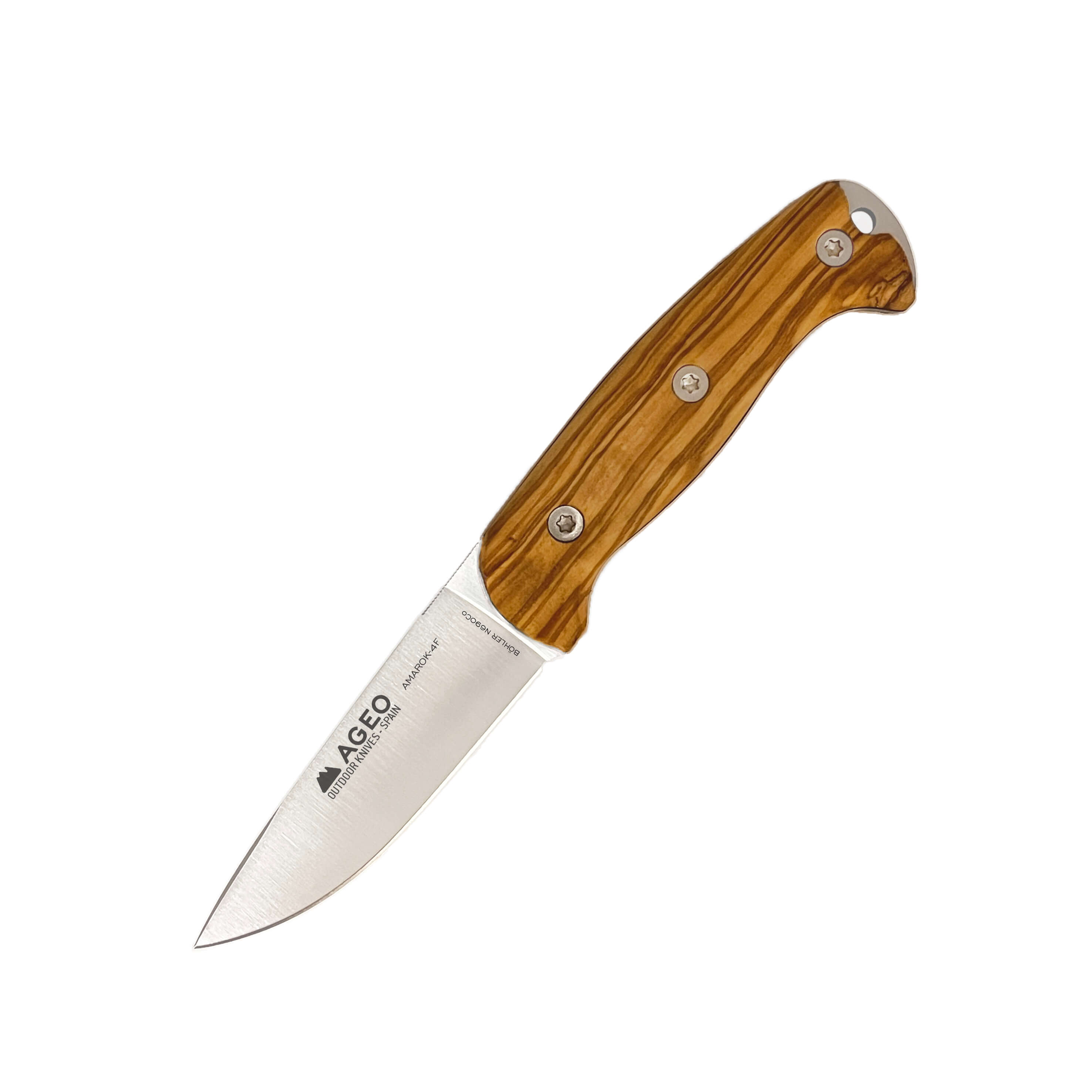 Cuchillo bushcraft Amarok-4F con mango de madera de olivo y hoja ...