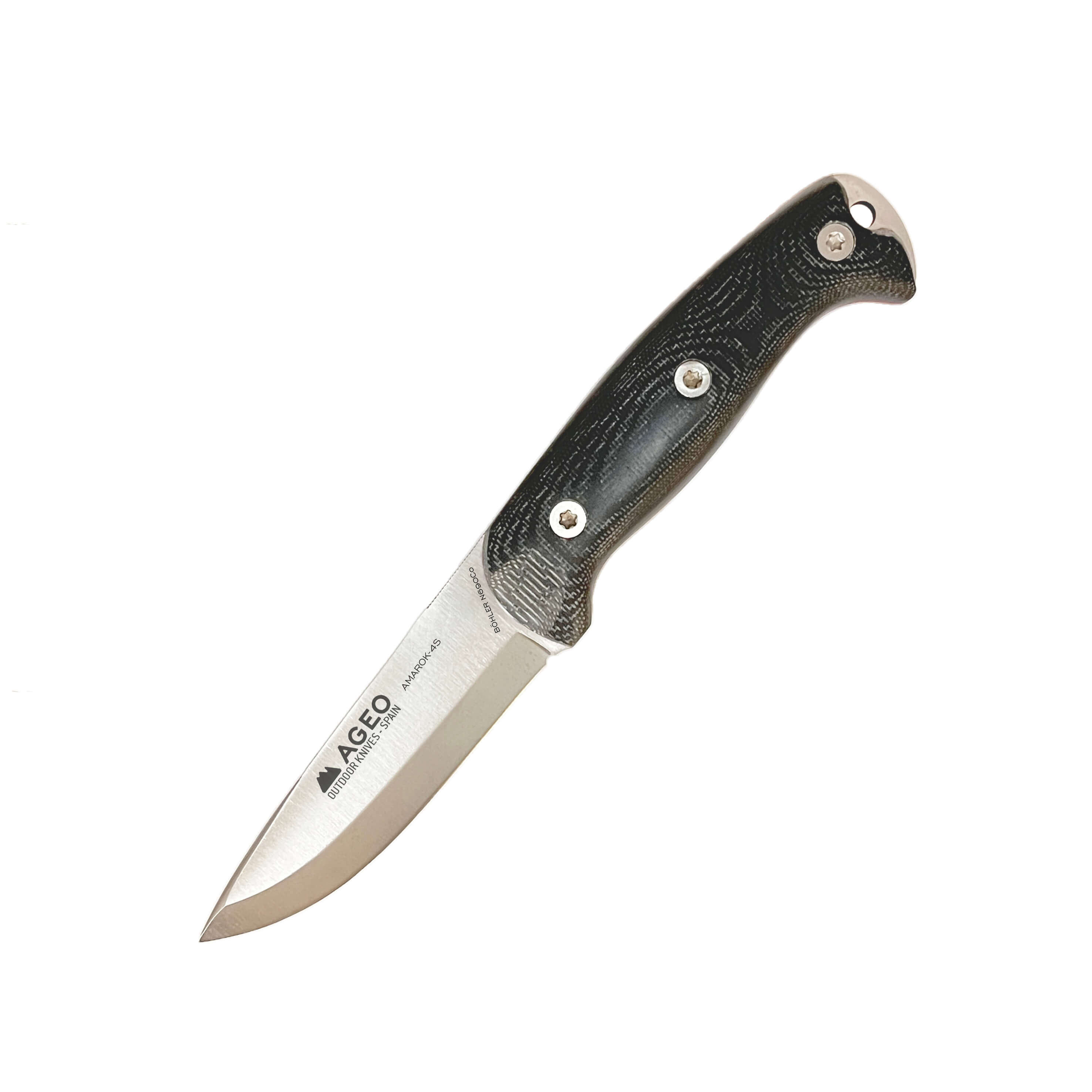 Cuchillo bushcraft Amarok-4S con mango de micarta negra y hoja de...