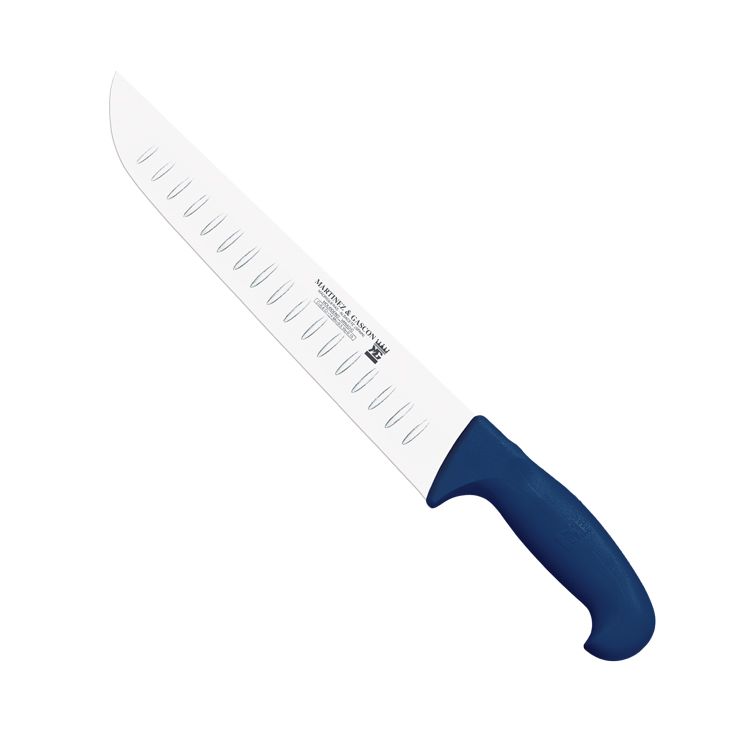 Cuchillo carnicero con hoja de 31 cm con alveolos y mango de poli...